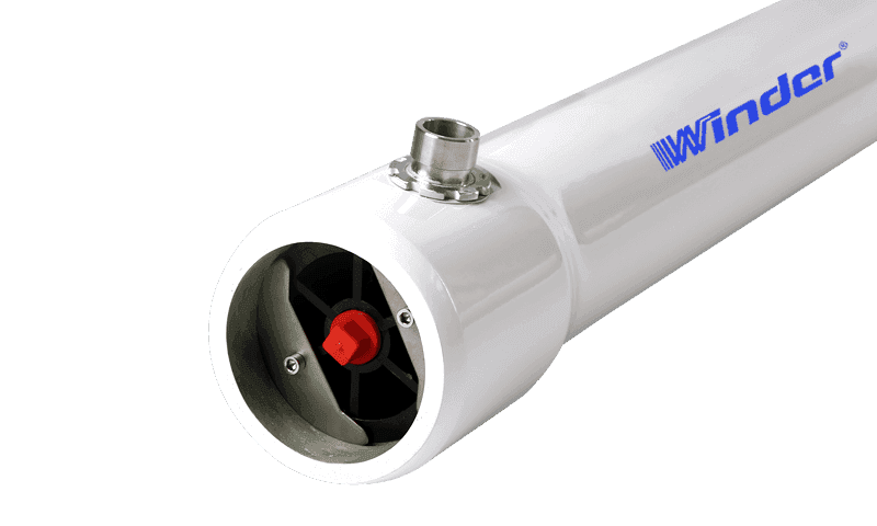 White membrane housing with 4" inner diameter made in Winder. There are side port and end port optional.