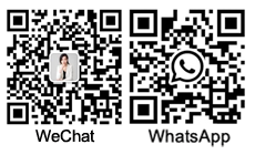 Chengda sales representative Mia Chen's contact information: Wechat and WhatsApp QR Code.